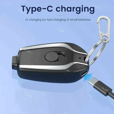 Keychain Portable Charger,1500mAh Mini Power Emergency Pod Key Ring Cell Phone Charger