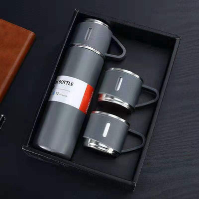 3 Cup Double Layer Stainless Steel Flask Set